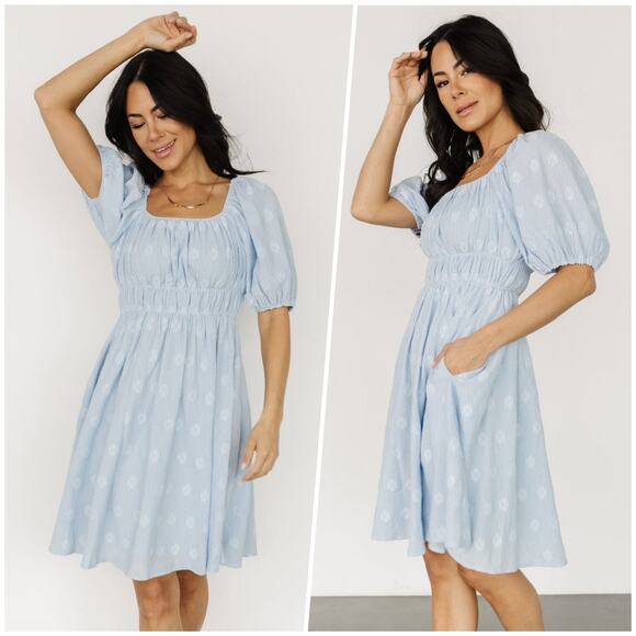 Baltic Born | Women | Lexington Blue Floral Crepe Babydoll Short Dress | 2XL - Picture 14 of 14